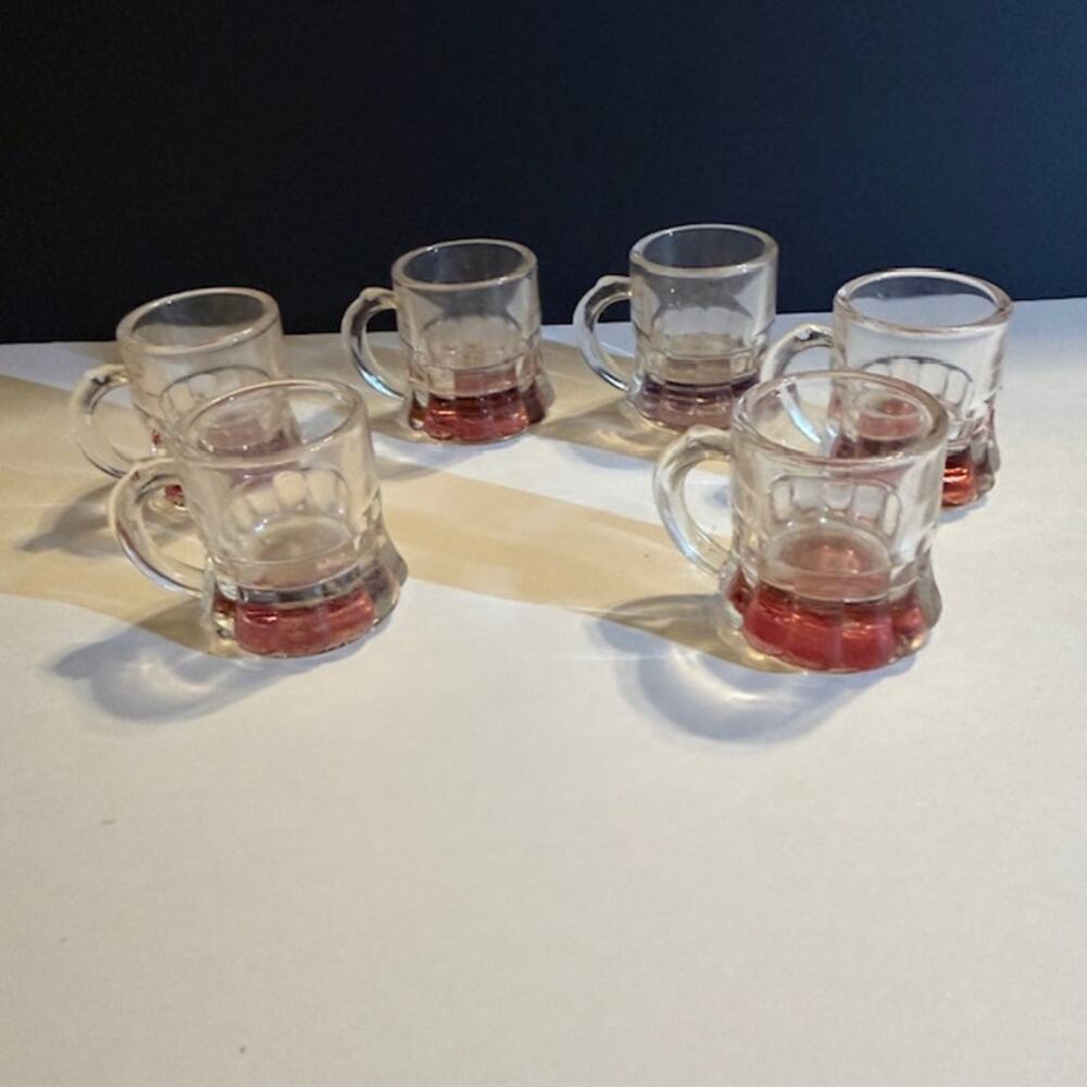 Vintage Federal Glass Mini Beer Mug Shot Glasses set of 6